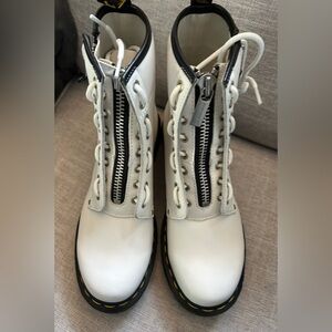 NEW Dr. Martens Boots White 1460 Twin Zip Leather Lace Up Boots Size 10 Ladies